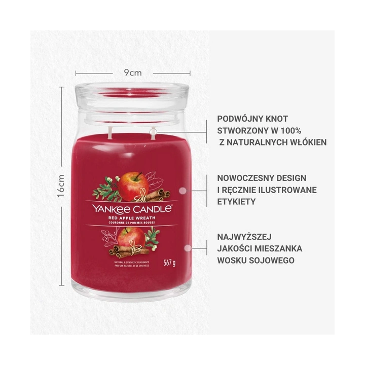 YANKEE CANDLE Red Apple Wreath świeca zapachowa Signature duża 567g