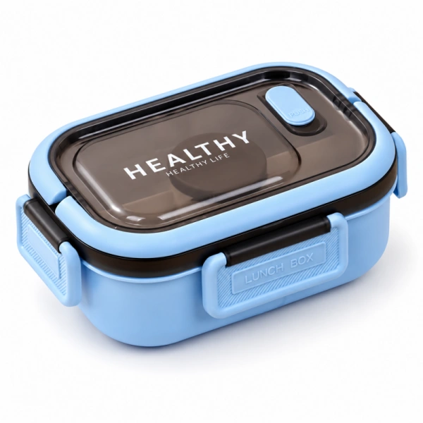 ECARLA lunchbox dwukomorowy ze sztućcami szczelny niebieski PJM51 1200ml