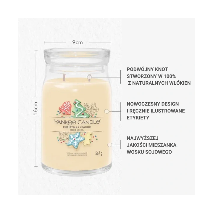 YANKEE CANDLE Signature Duża świeca w słoiku CHRISTMAS COOKIE 567g