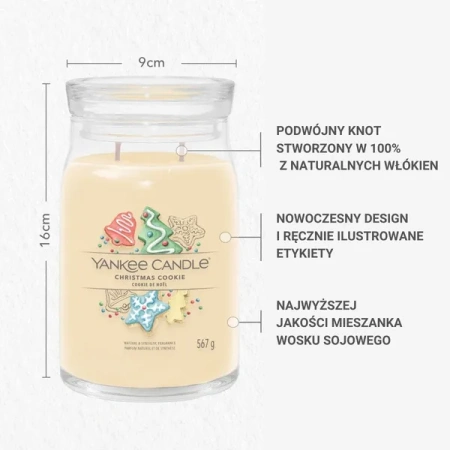 YANKEE CANDLE Signature Duża świeca w słoiku CHRISTMAS COOKIE 567g