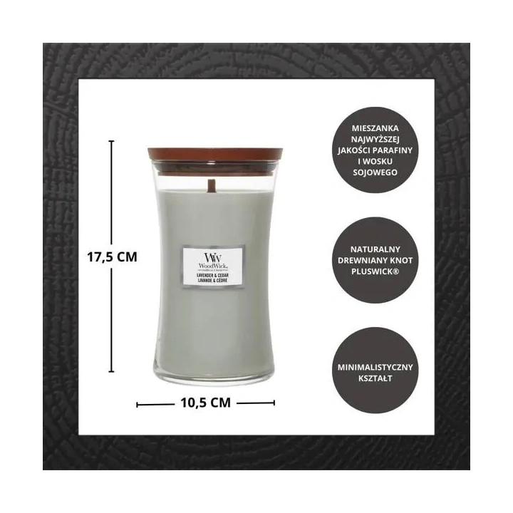 WOODWICK PlusWick duża świeca w słoiku LAVENDER & CEDAR 609,5g 