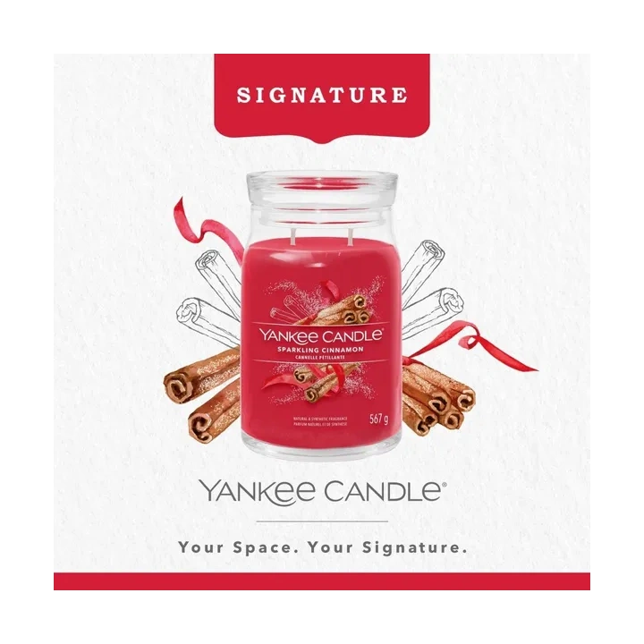 YANKEE CANDLE Signature Duża świeca w słoiku SPARKLING CINNAMON 567g 