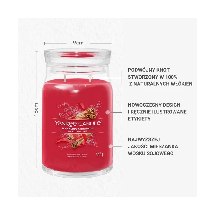 YANKEE CANDLE Signature Duża świeca w słoiku SPARKLING CINNAMON 567g 