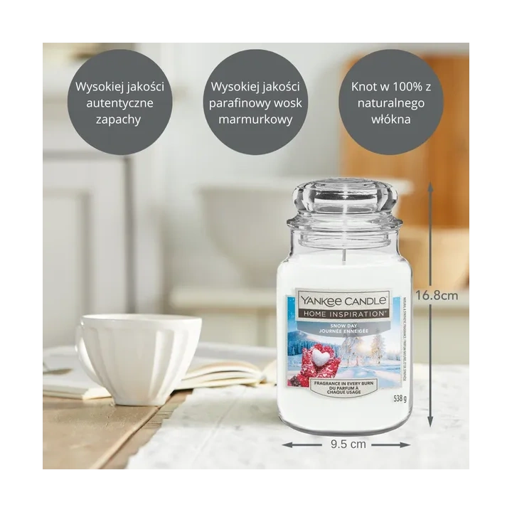 YANKEE CANDLE Home Inspiration Duża świeca w słoiku SNOW DAY 538g
