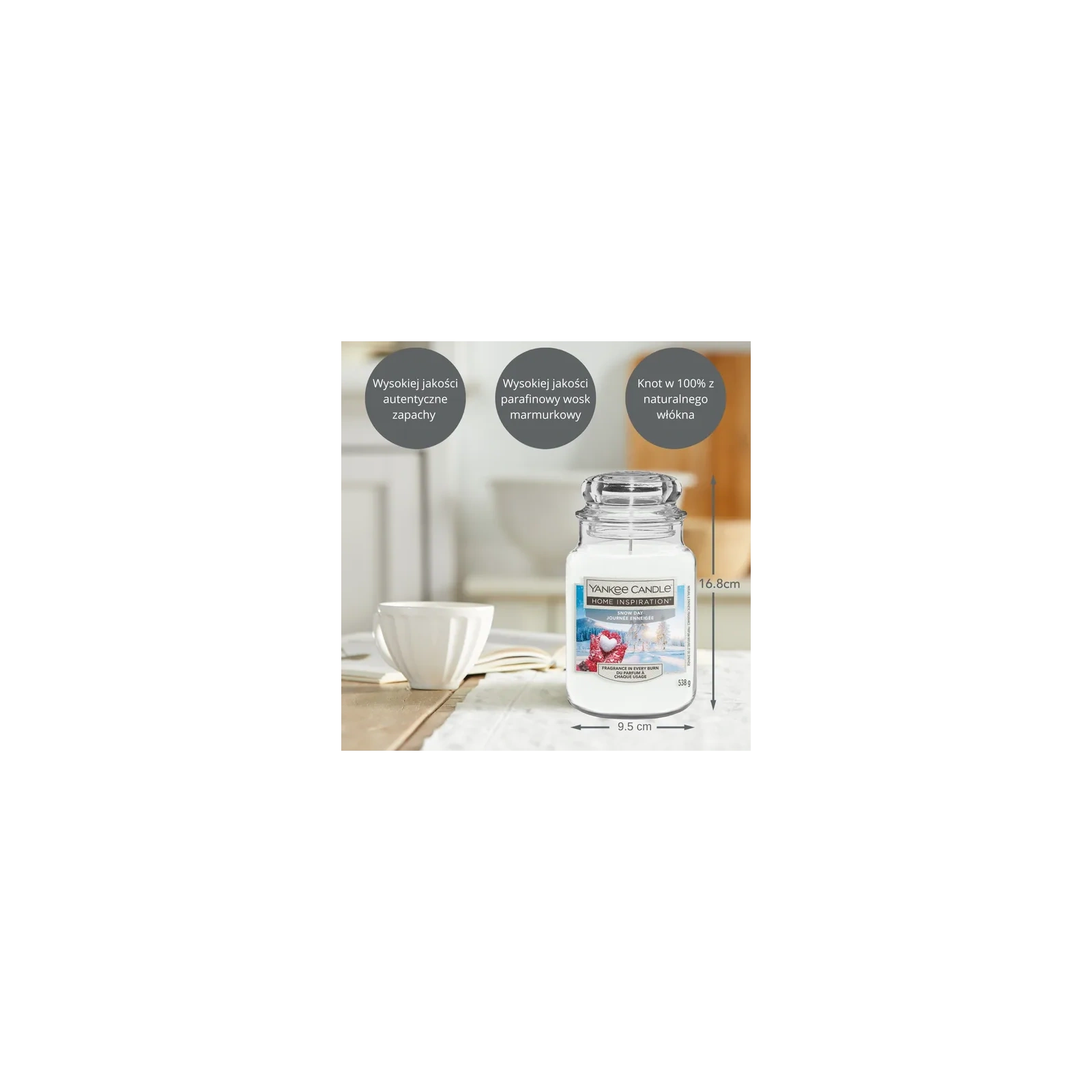 YANKEE CANDLE Home Inspiration Duża świeca w słoiku SNOW DAY 538g
