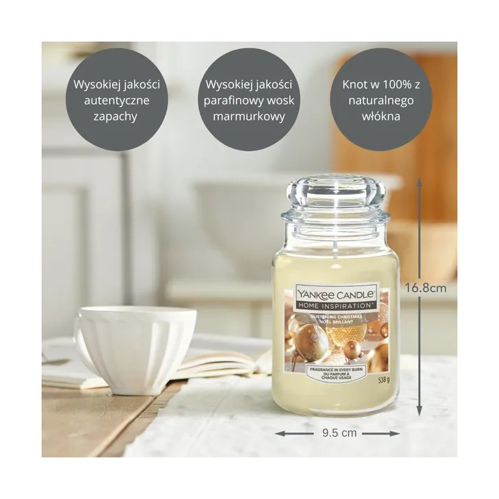 YANKEE CANDLE Home Inspiration Duża świeca w słoiku GLISTENING CHRISTMAS 538g