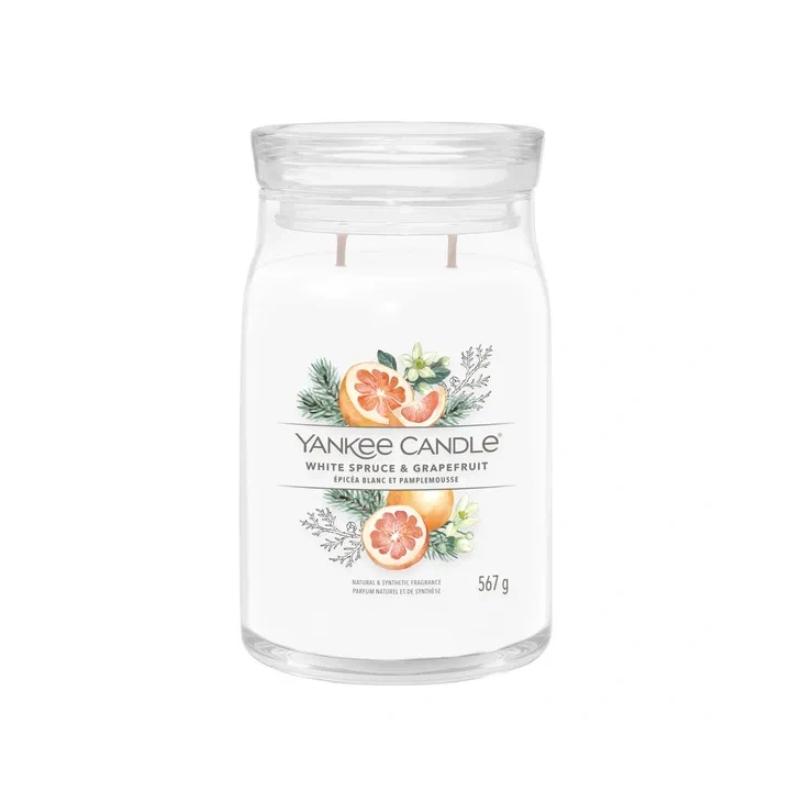 YANKEE CANDLE Signature Duża świeca w słoiku WHITE SPRUCE & GRAPEFRUIT 567g
