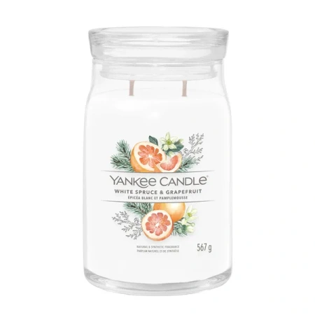 YANKEE CANDLE Signature Duża świeca w słoiku WHITE SPRUCE & GRAPEFRUIT 567g