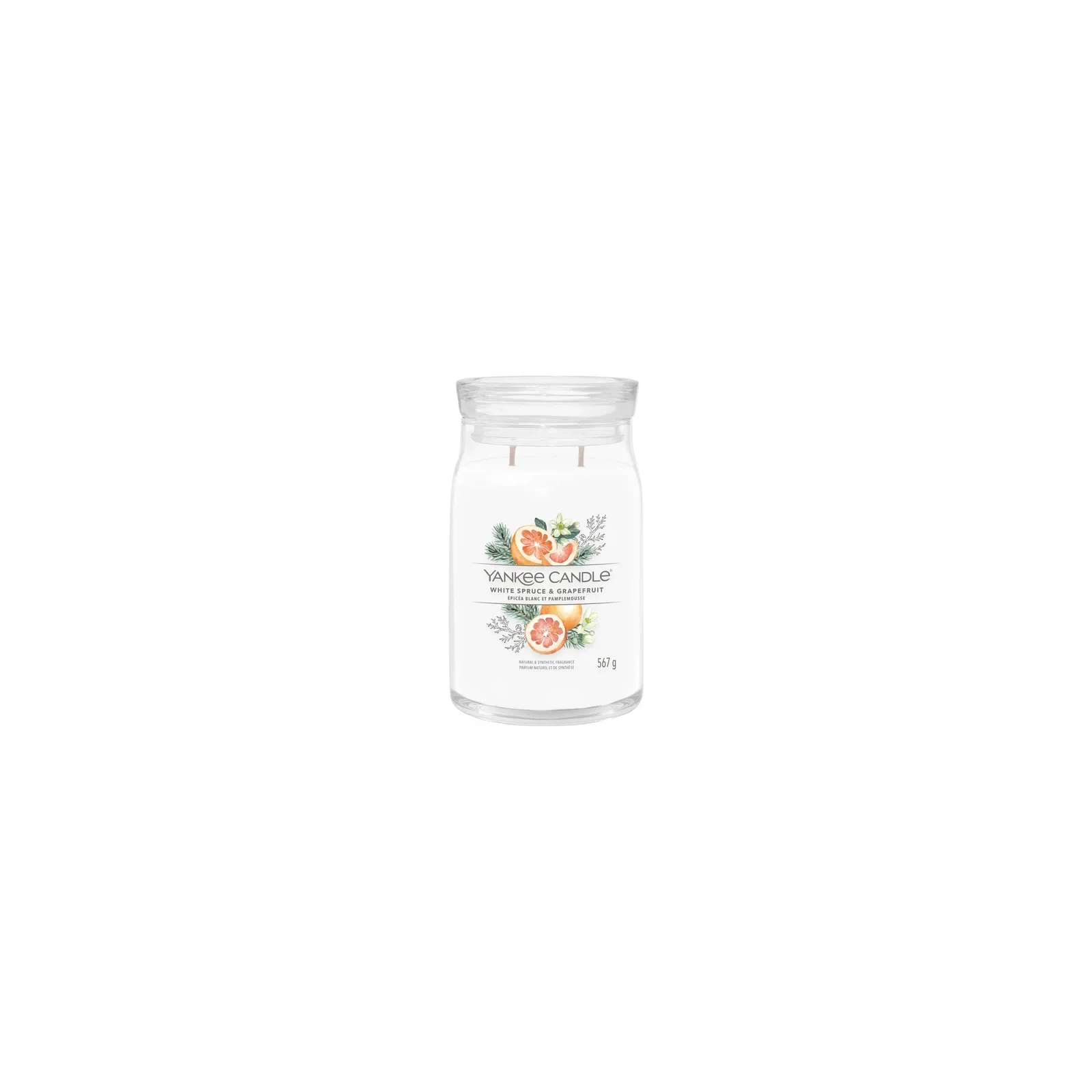 YANKEE CANDLE Signature Duża świeca w słoiku WHITE SPRUCE & GRAPEFRUIT 567g