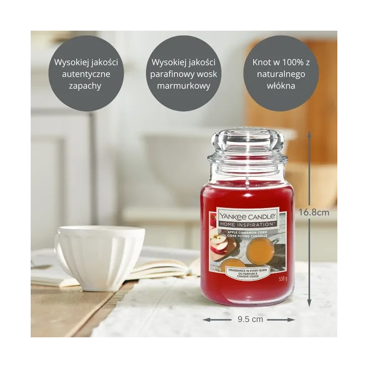 YANKEE CANDLE Home Inspiration Duża świeca w słoiku APPLE CINNAMON CIDER 538g
