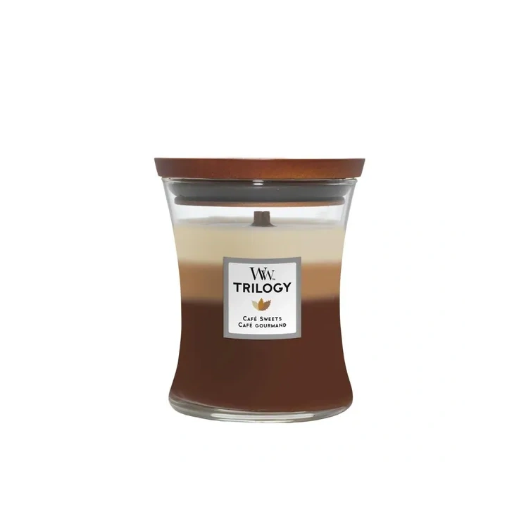 WOODWICK Trilogy świeca w słoiku średnia CAFÉ SWEETS 275g 
