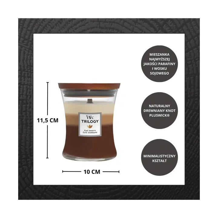 WOODWICK Trilogy świeca w słoiku średnia CAFÉ SWEETS 275g 