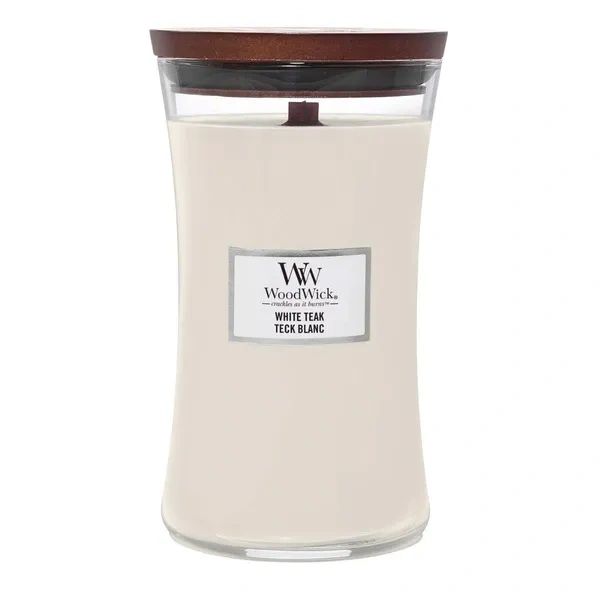 WOODWICK PlusWick duża świeca w słoiku WHITE TEAK 609,5g