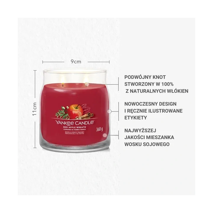 YANKEE CANDLE Signature Średnia świeca w słoiku RED APPLE WREATH 368g