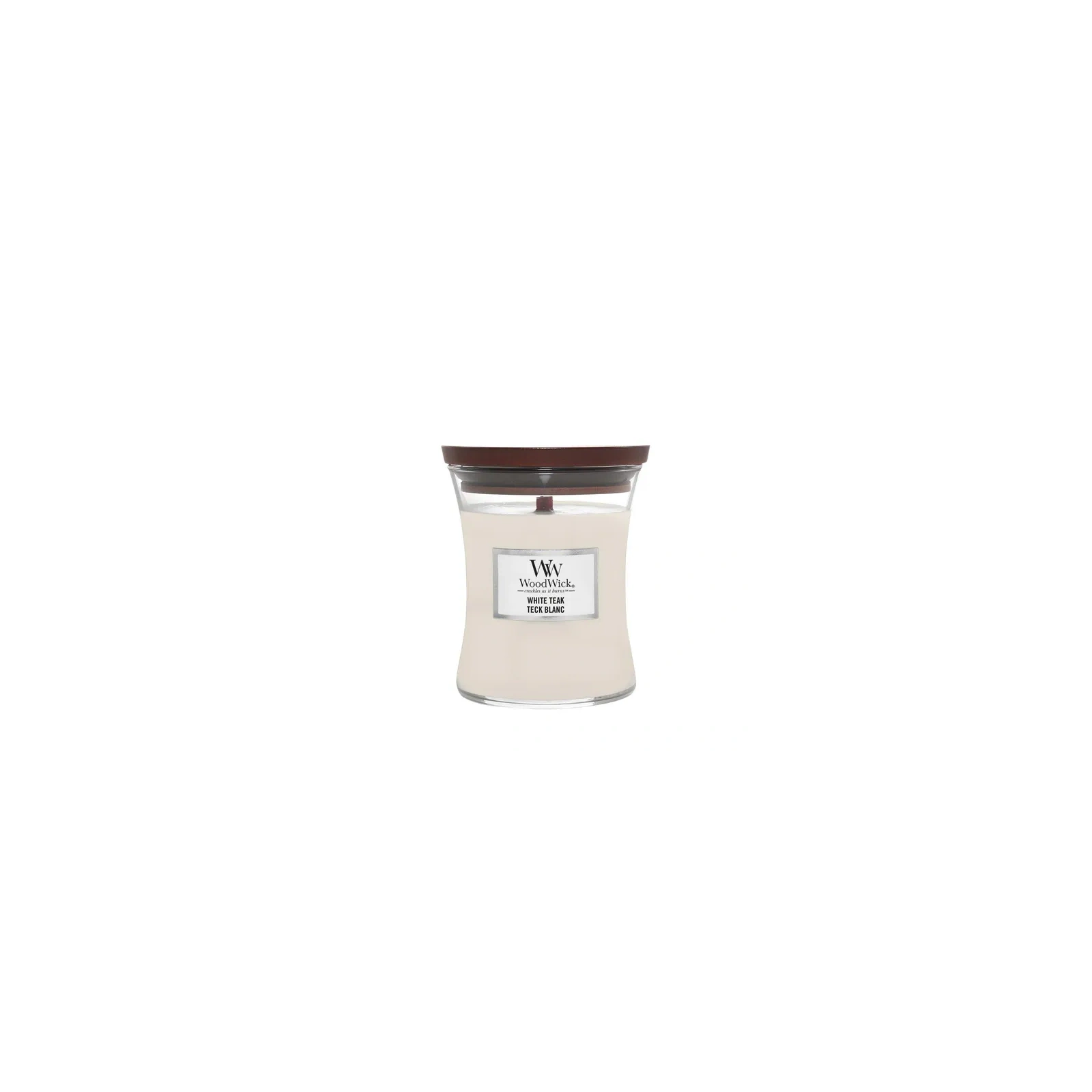 WOODWICK PlusWick średnia świeca w słoiku WHITE TEAK  275g