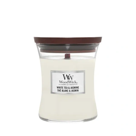 WOODWICK PlusWick średnia świeca w słoiku WHITE TEA & JASMINE 275g
