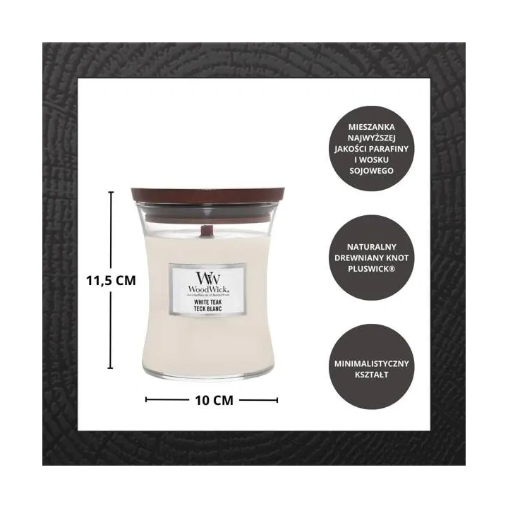 WOODWICK PlusWick średnia świeca w słoiku WHITE TEA & JASMINE 275g