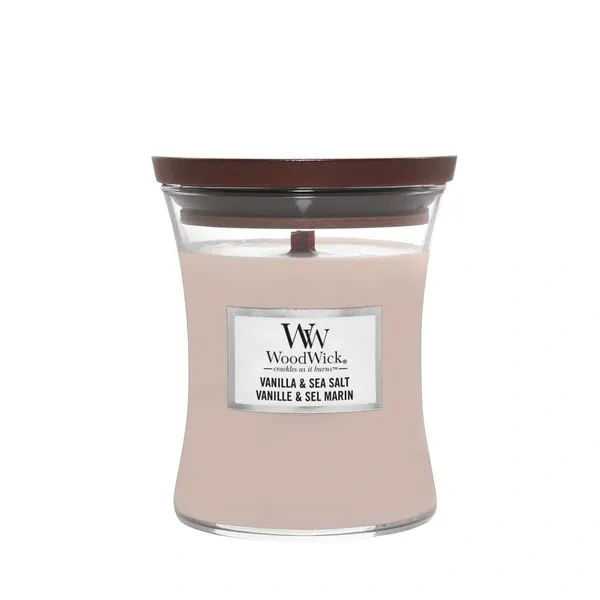 WOODWICK PlusWick średnia świeca w słoiku VANILLA & SEA SALT 275g