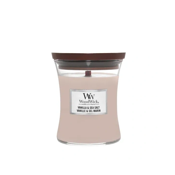 WOODWICK PlusWick średnia świeca w słoiku VANILLA & SEA SALT 275g