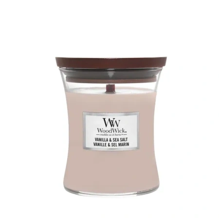 WOODWICK PlusWick średnia świeca w słoiku VANILLA & SEA SALT 275g