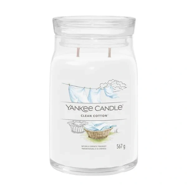 YANKEE CANDLE Signature Duża świeca w słoiku CLEAN COTTON 567g