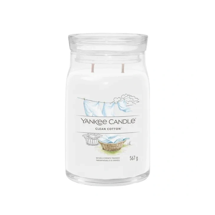 YANKEE CANDLE Signature Duża świeca w słoiku CLEAN COTTON 567g