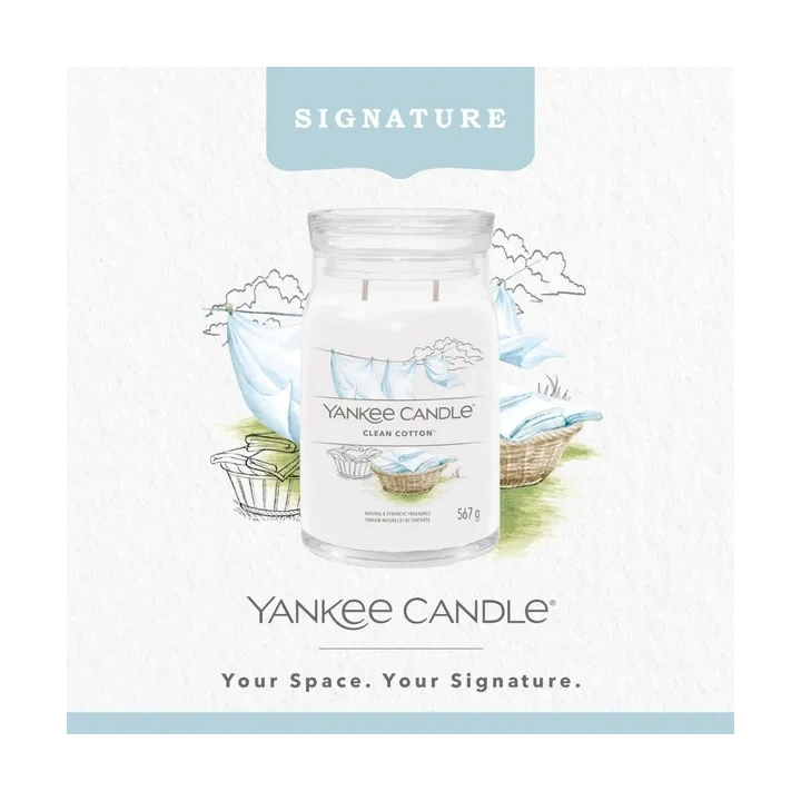 YANKEE CANDLE Signature Duża świeca w słoiku CLEAN COTTON 567g