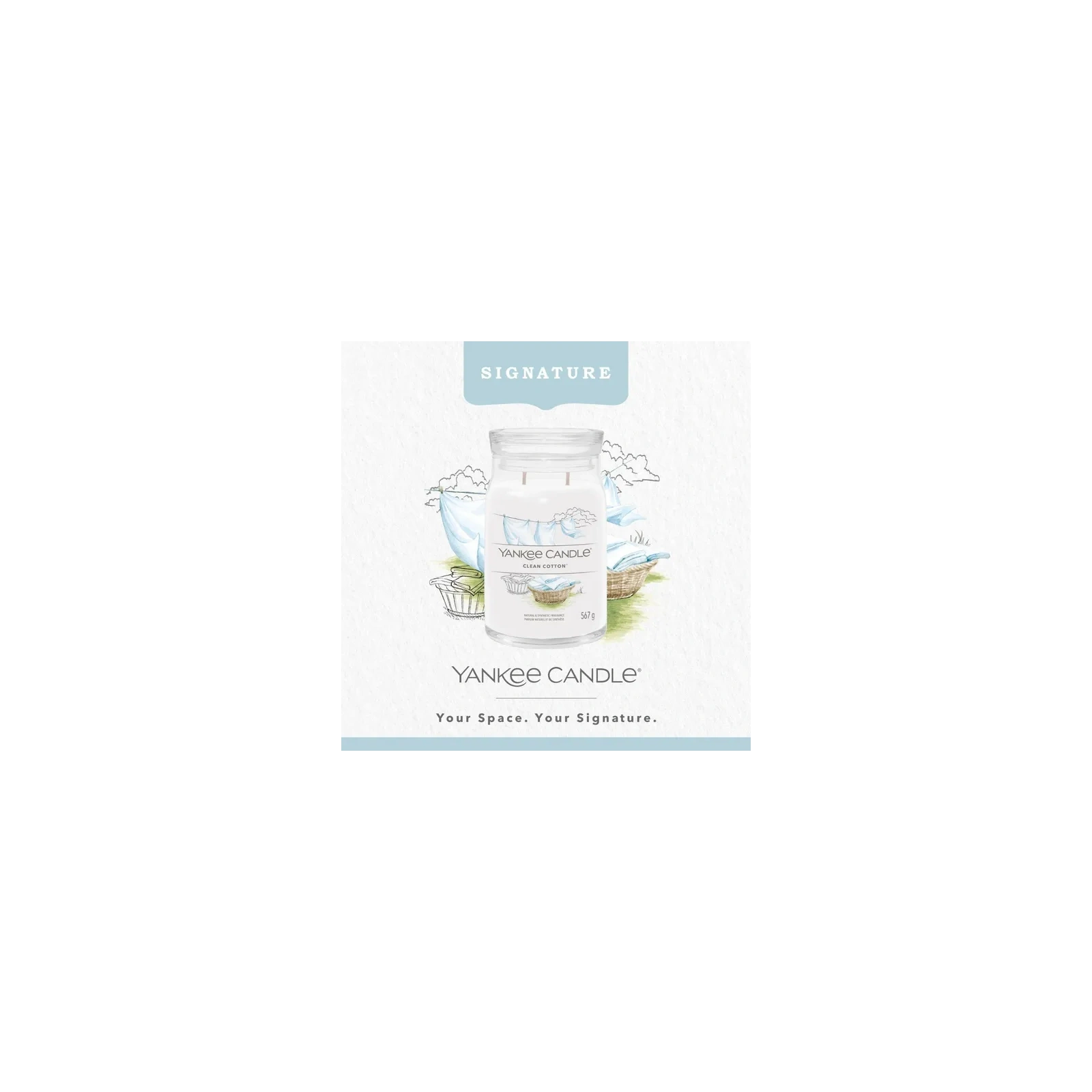 YANKEE CANDLE Signature Duża świeca w słoiku CLEAN COTTON 567g