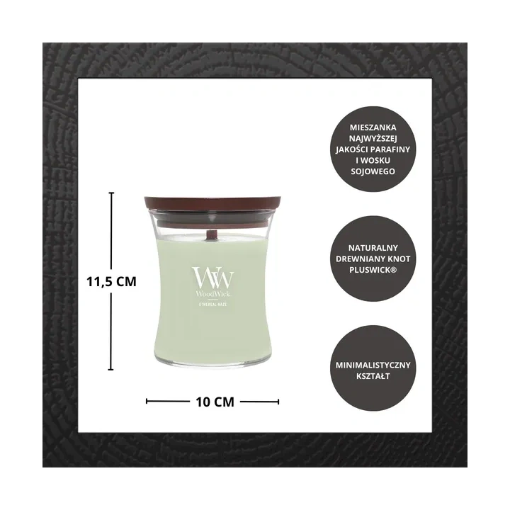 WOODWICK Pluswick średnia świeca w słoiku ETHEREAL HAZE 275g