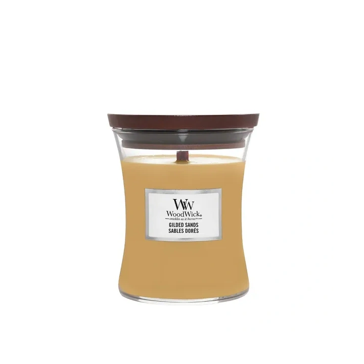 WOODWICK Pluswick średnia świeca w słoiku GILDED SANDS 275g