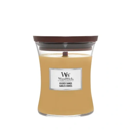WOODWICK Pluswick średnia świeca w słoiku GILDED SANDS 275g