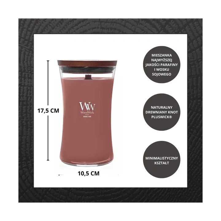 WOODWICK Pluswick duża świeca w słoiku ROUGE OUD 609,5g