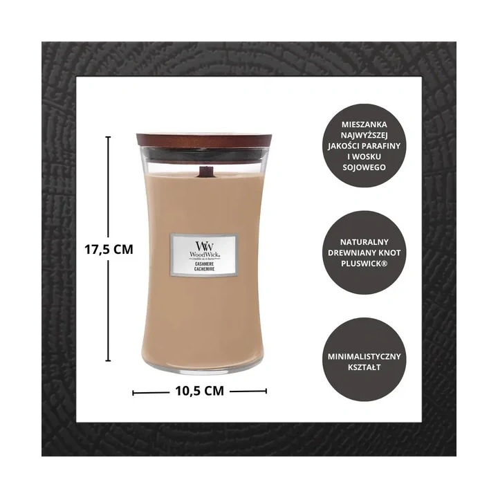 WOODWICK Pluswick duża świeca w słoiku CASHMERE 609,5g