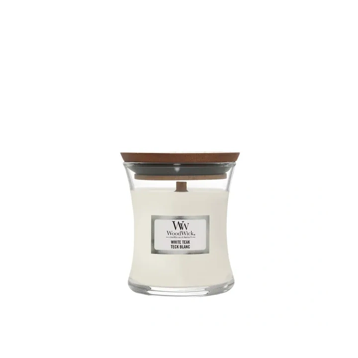 WOODWICK PlusWick mała świeca w słoiku WHITE TEAK  85g