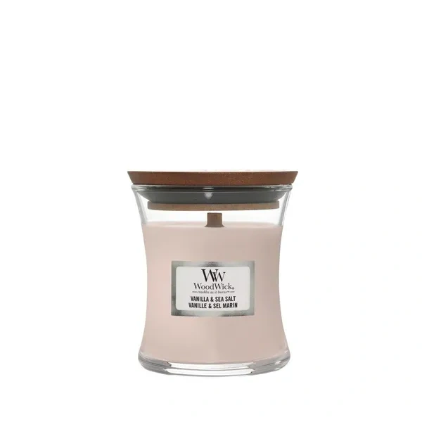 WOODWICK PlusWick mała świeca w słoiku VANILLA & SEA SALT 85g