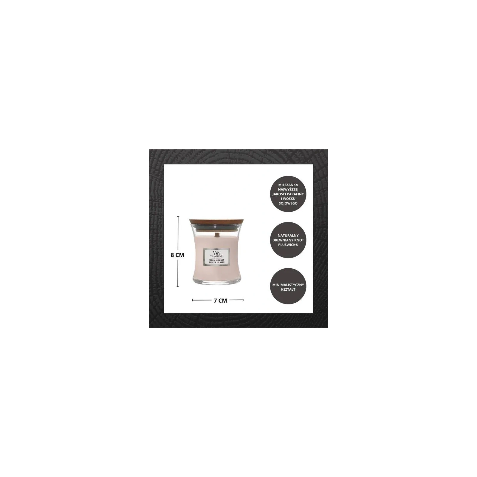 WOODWICK PlusWick mała świeca w słoiku VANILLA & SEA SALT 85g