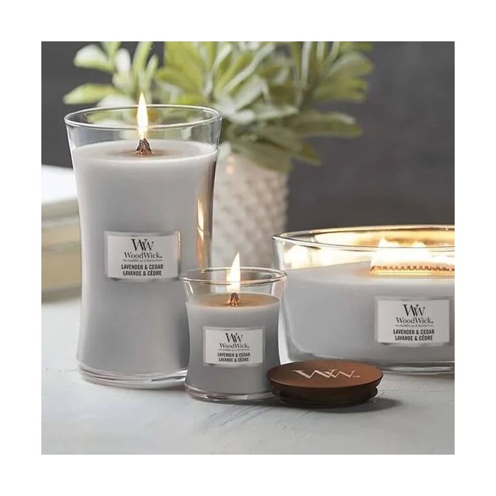 WOODWICK PlusWick mała świeca w słoiku LAVENDER & CEDAR 85g