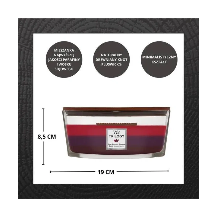 WOODWICK Hearthwick Trilogy świeca w słoiku elipsa SUN-RIPENED BERRIES 453g 