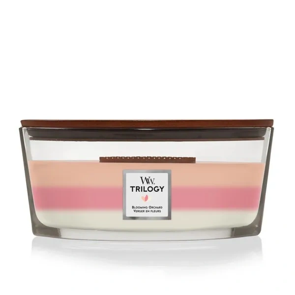 WOODWICK Hearthwick Trilogy świeca w słoiku elipsa BLOOMING ORCHARD 453g 