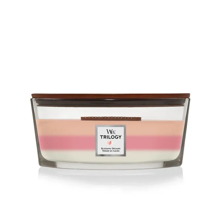 WOODWICK Hearthwick Trilogy świeca w słoiku elipsa BLOOMING ORCHARD 453g 