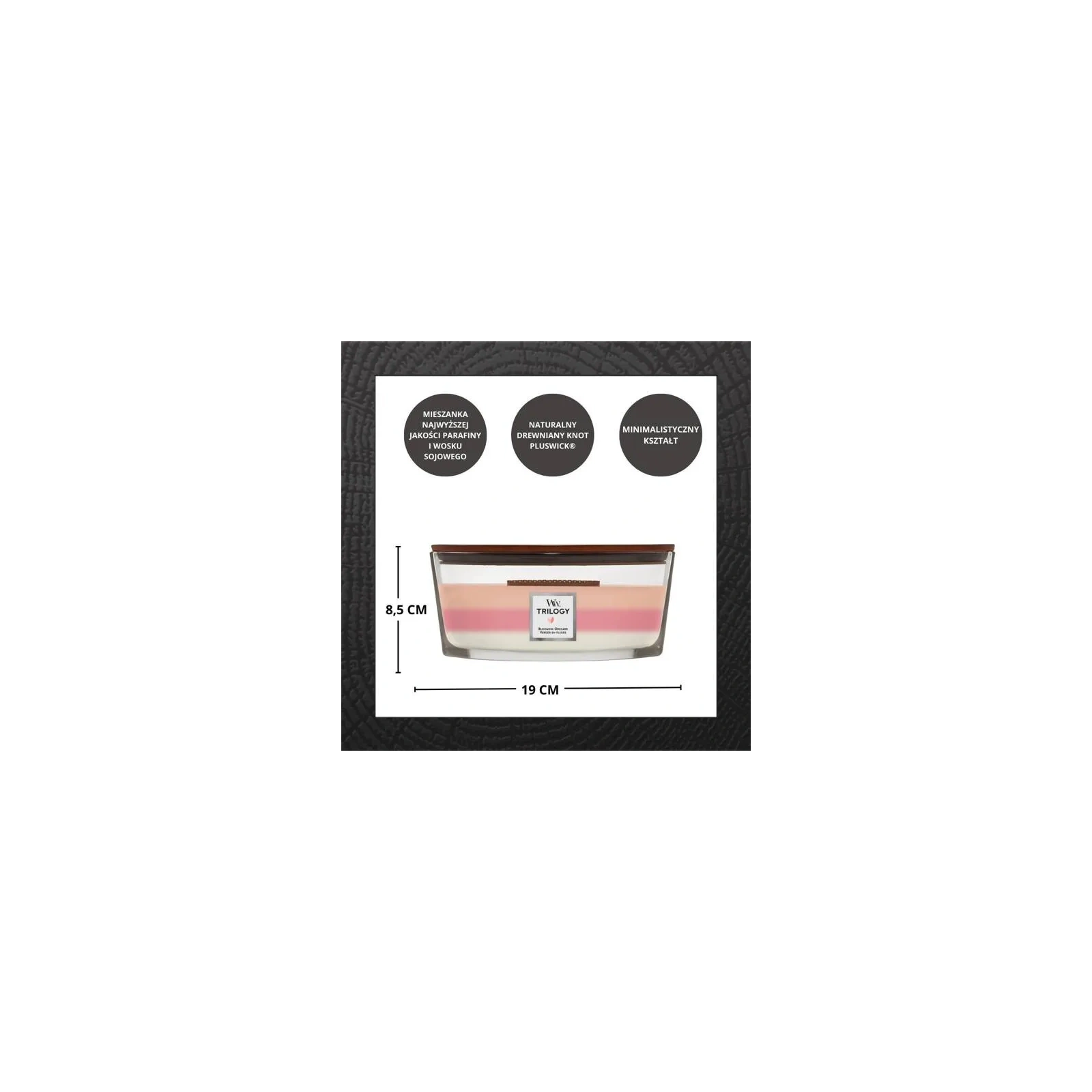 WOODWICK Hearthwick Trilogy świeca w słoiku elipsa BLOOMING ORCHARD 453g 