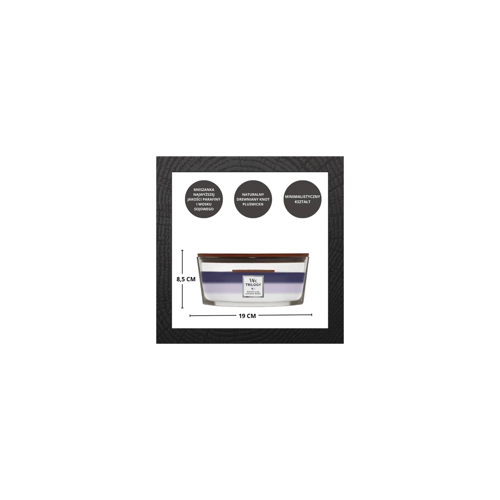 WOODWICK Hearthwick Trilogy świeca w słoiku elipsa EVENING LUXE 453g 