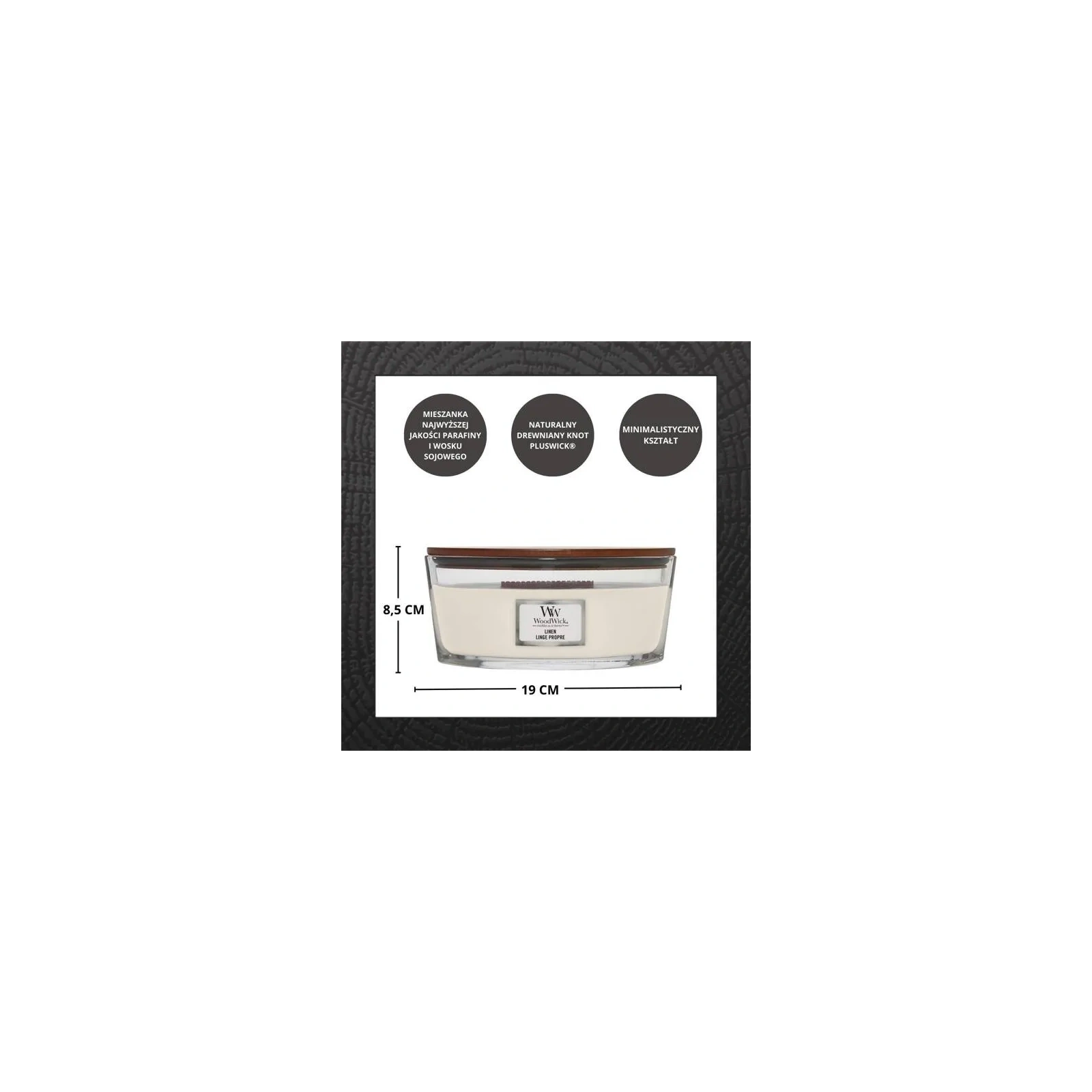 WOODWICK Core Hearthwick świeca w słoiku elipsa LINEN 453g 