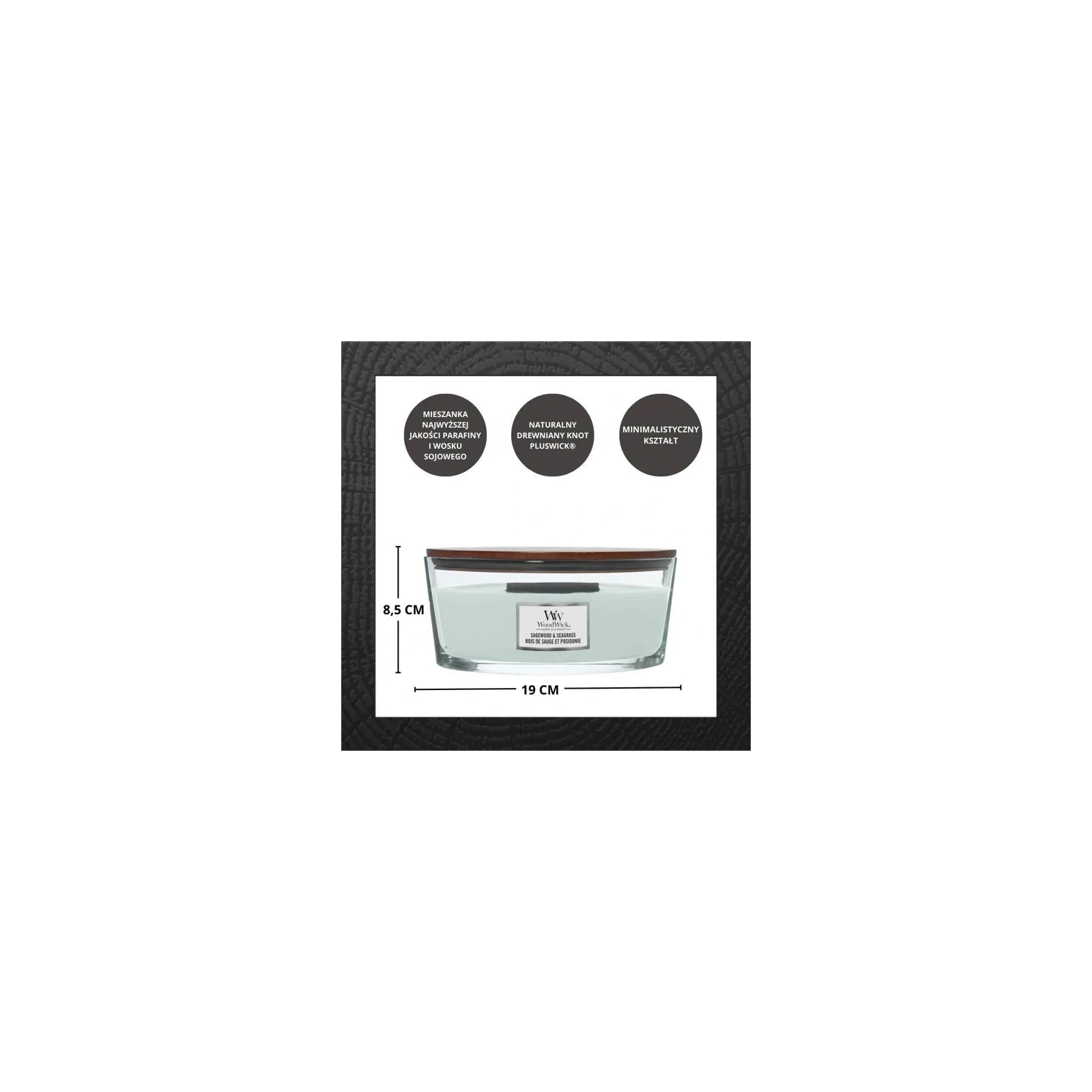 WOODWICK Core Hearthwick świeca w słoiku elipsa SAGEWOOD & SEAGRASS 453g 