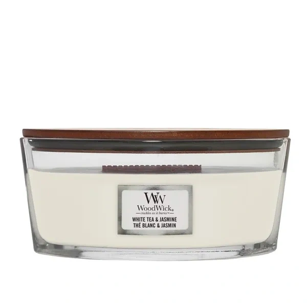 WOODWICK Core Hearthwick świeca w słoiku elipsa WHITE TEA & JASMINE 453g 