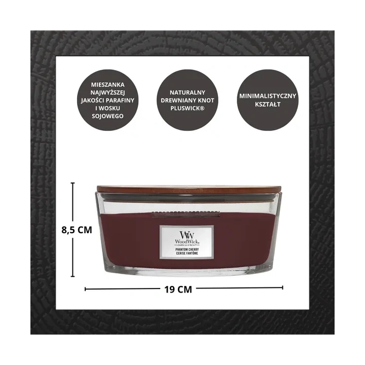 WOODWICK Core Hearthwick świeca w słoiku elipsa PHANTOM CHERRY 453g