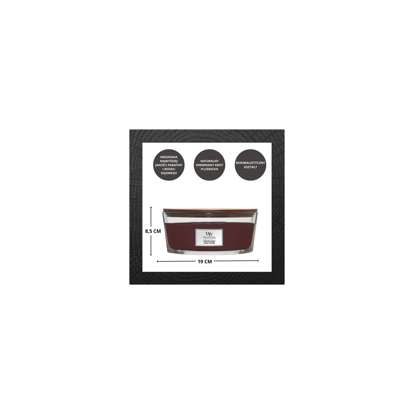 WOODWICK Core Hearthwick świeca w słoiku elipsa PHANTOM CHERRY 453g
