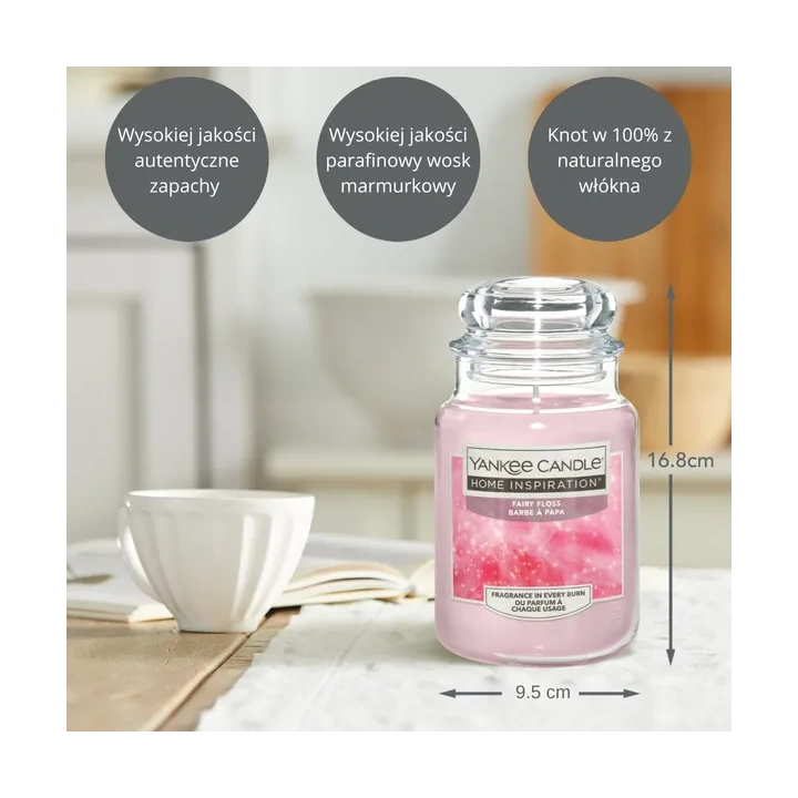 YANKEE CANDLE Home Inspiration Duża świeca w słoiku FAIRY FLOSS 538g