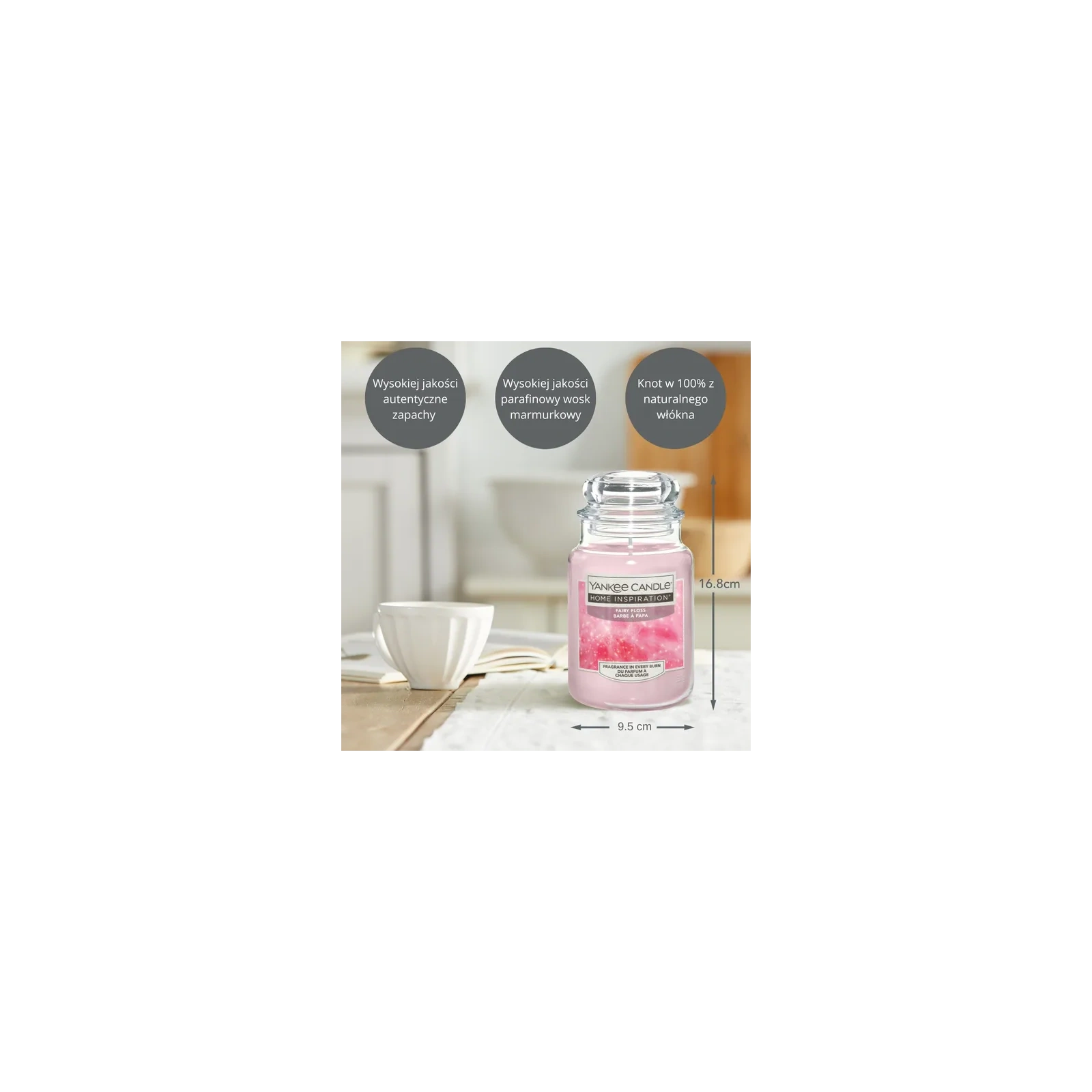 YANKEE CANDLE Home Inspiration Duża świeca w słoiku FAIRY FLOSS 538g