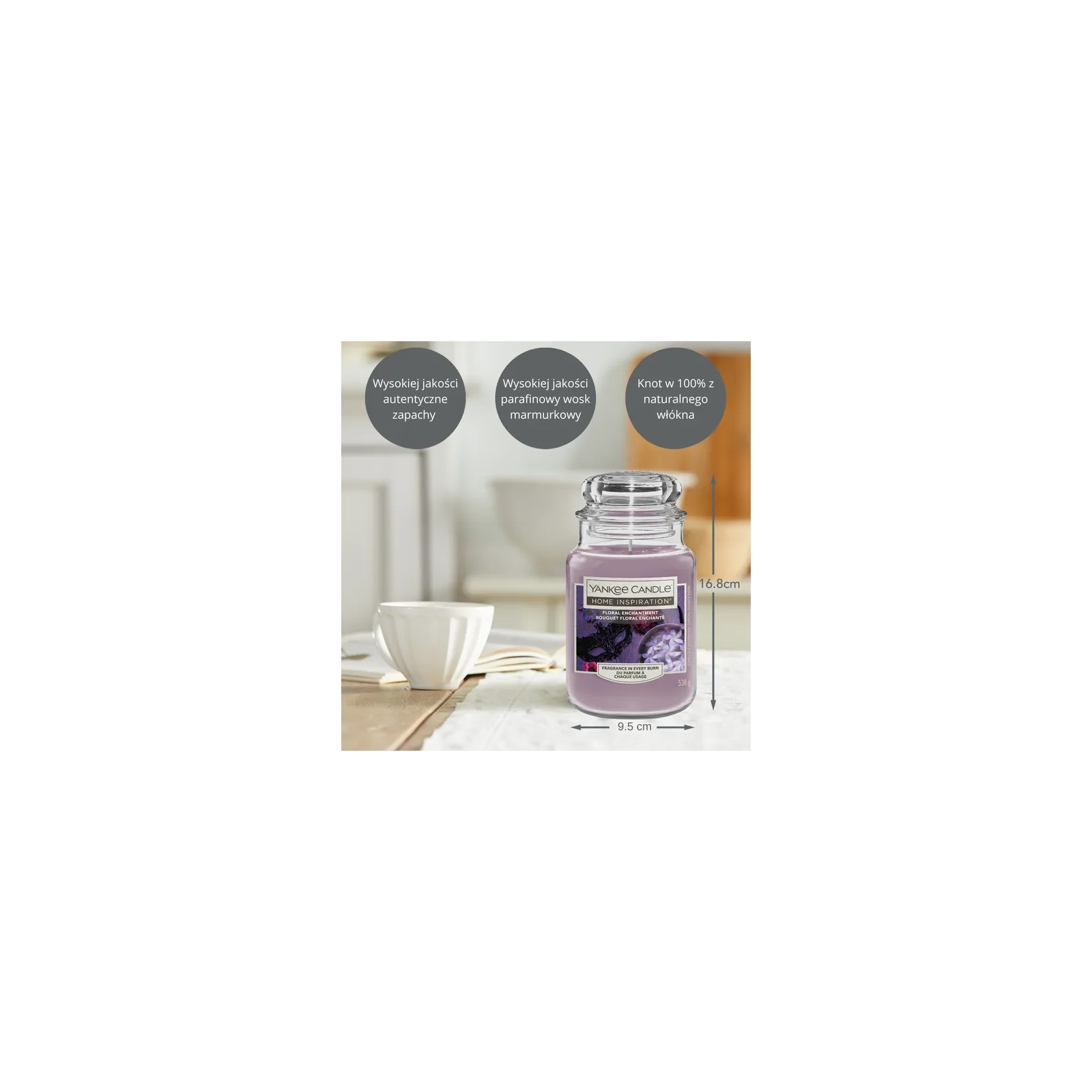 YANKEE CANDLE Home Inspiration Duża świeca w słoiku FLORAL ENCHANTMENT 538g